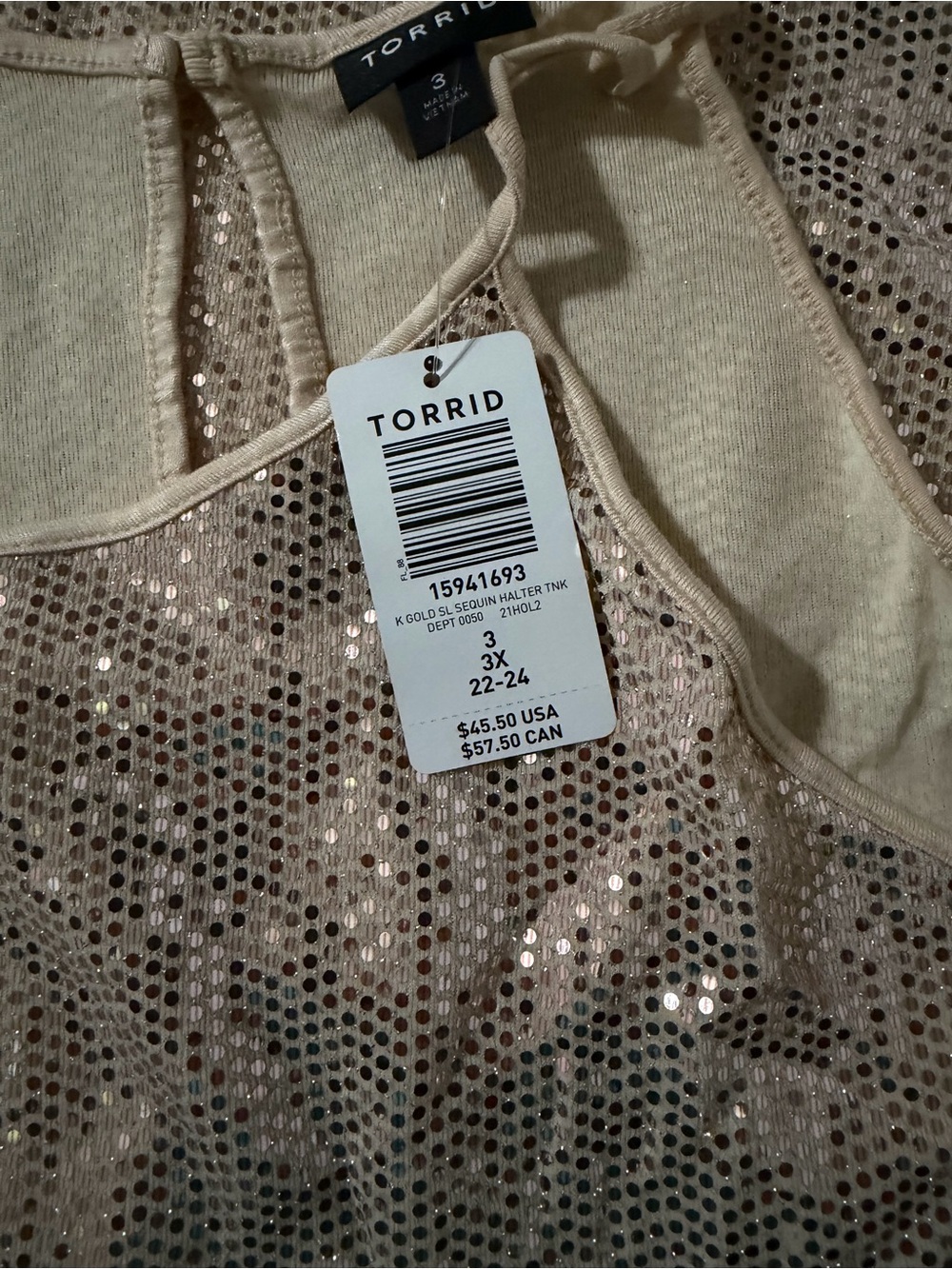 torrid Gold Sequin Halter Tank